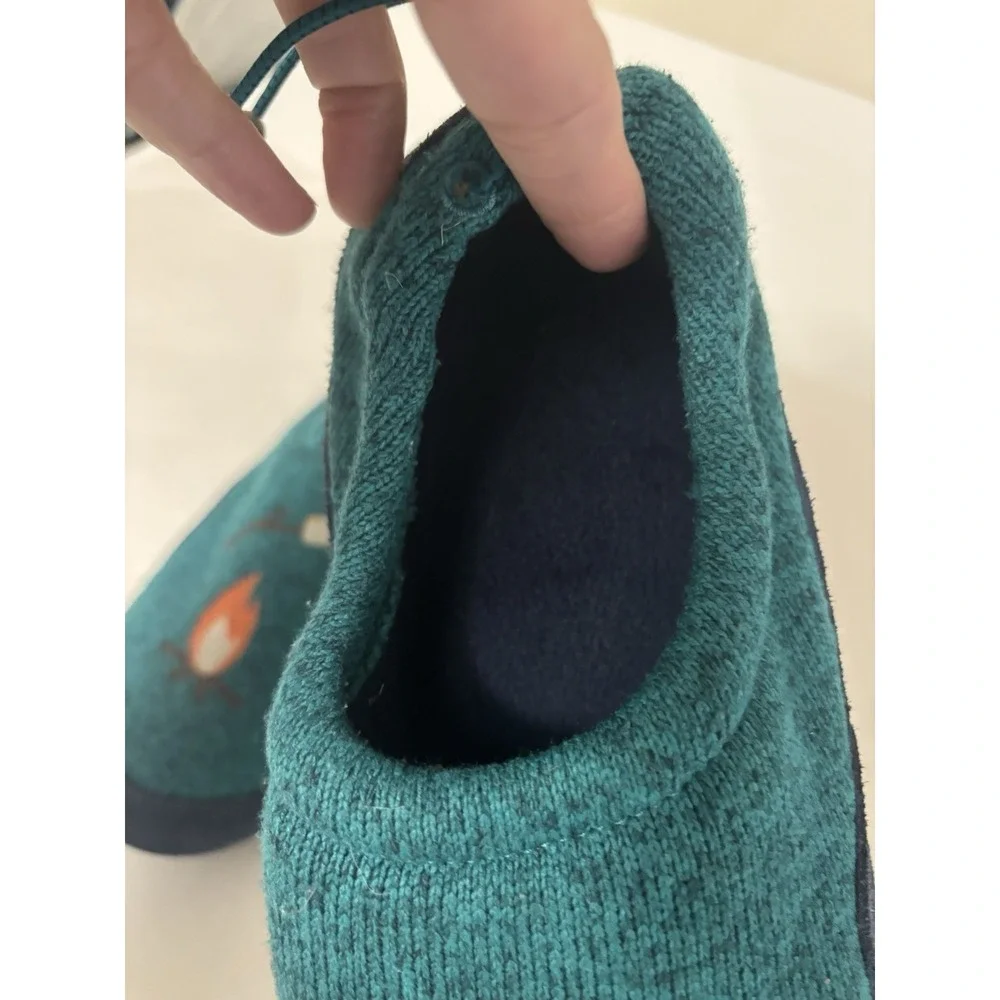 L.L. Bean Sweater Fleece Slippers Kids 5-6 Blue S'mores Motif Embroidered